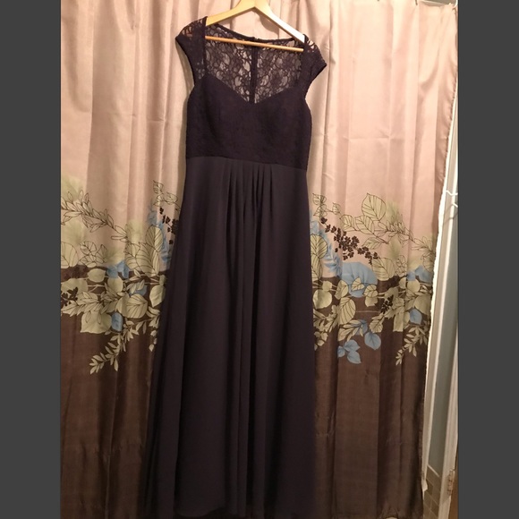 Plum Purple Prom Dress w/ Button Down back Size 16 - Picture 6 of 8